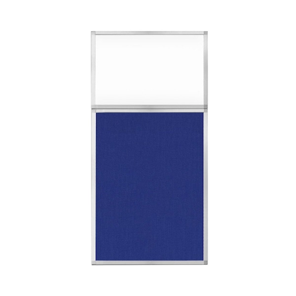 Hush Panel Configurable Cubicle Partition 3' x 6' W/ Window Royal Blue Fabric Clear Window